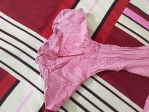 Pink Polka Dot Bell Sleeve Top