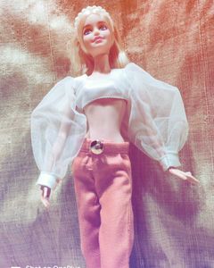 Barbie Doll Dress-White Tshirt With Peach Pants