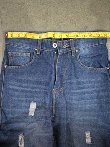 Blue Flared High Rise Mildy Distressed Jeans
