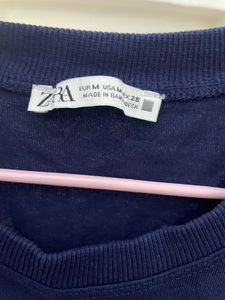 Navy Blue Zara Crop T-Shirt