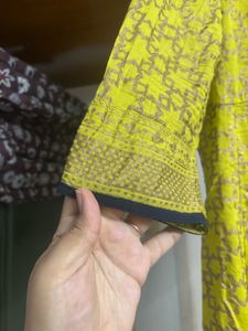 “Melange” Lime Green Shimmer Kurta + Coat