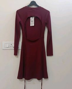 Burgundy Fit &amp; Flare Dress