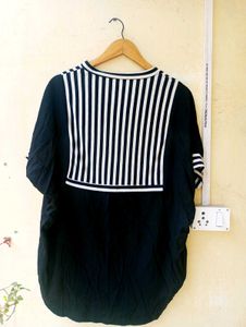 Korean Striped V-Neck Shirt Top (Women)