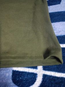 Olive Green Ribbed Knit Top