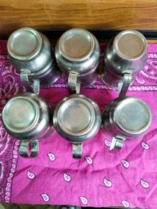6 Stainless Stee Teal Mugs Used