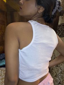 White Cut Out Crop Top