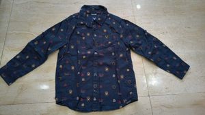 Boys Navy Print Shirt