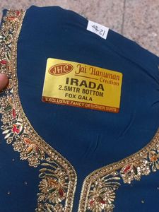 Elegant Blue Embroidered Suit