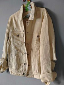 Zara Distressed Denim Jacket Brand New