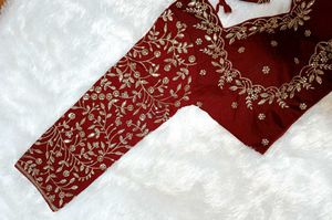 Maroon Embroidered Full Sleeves Blouse