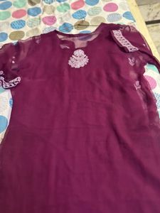 Purple Chikankari Kurti