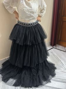 Tiered Tulle Maxi Skirt