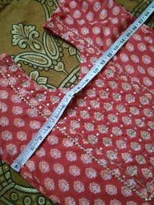 Red Printed Kurta Set