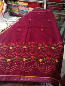 Maroon Embroidered Saree