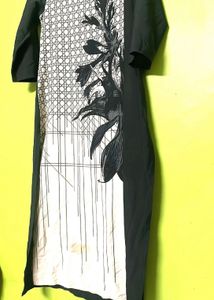 Printed Black Kurta Ladies Women