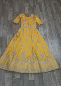 Elegant Yellow Embroidered Anarkali Gown
