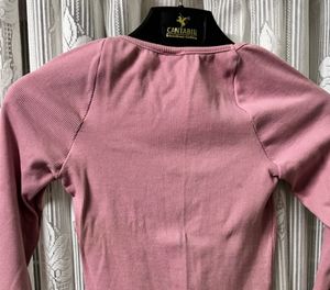 Pink Ribbed Sweetheart Top