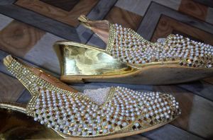 Elegant Gold Embellished Footwear