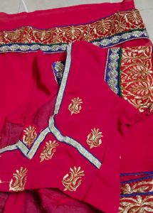 Red Embroidered Saree &amp; Blouse