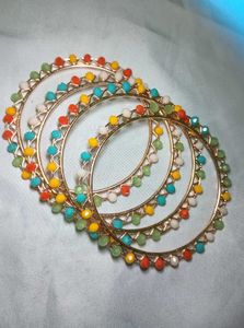 4 Colorful stone thin Bangle Set multicolour