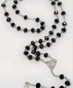 Gothic Black Beaded Cross Necklace