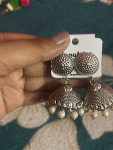 Silver Jhumka Earrings