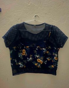 Floral Mesh Top