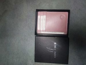 Women's Pink Cardholder, Minimalist And Leather