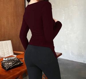Burgundy Square Neck Long Sleeve Top