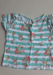 White And Green Short Sleeves T Shirt