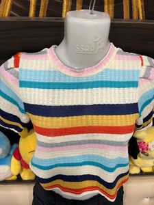 Retro Rainbow Knit Crop Top