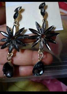 black ad stone earrings