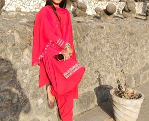 Hand Embroideried Red Punjabi Salwar Suit.