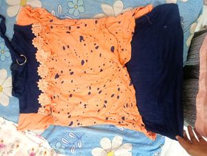 Peach &amp; Navy Blue Tunic Top