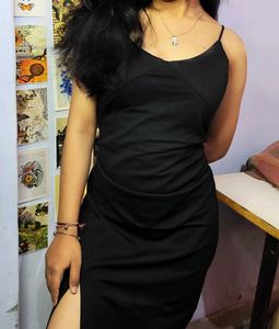 black bodycon slip dress