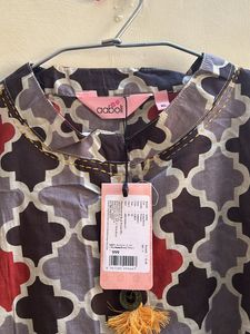 Aaboli Grey Patterned Long Kurta
