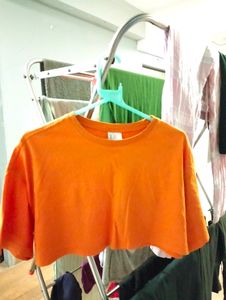 Orange Branded Crop Top