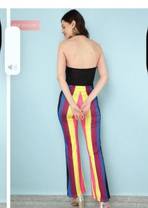 Halter stripe jumpsuit