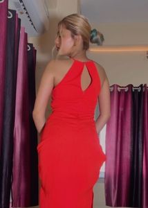 Stylized Halter Neck Midi Dress