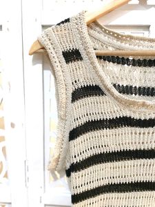 Chic Striped Knit Side Slit Dress B