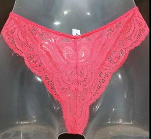 Coral Lace Thong with Bow 💚