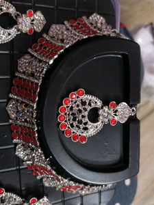 Red And Silver Jwellery Set