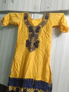 Yellow Embroidered Kurta