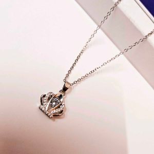 Silver Dancing Diamond Queen Pendant Necklace
