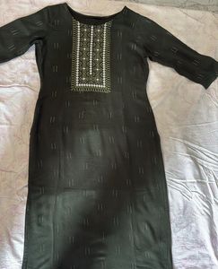 A Line Kurta- Green In Colour