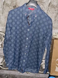 Blue Polka Dot Long Sleeve Shirt