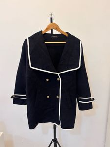 Chic Navy & White Trim Coat