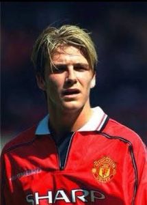 Beckham 1999 with Zip Man utd football jersey