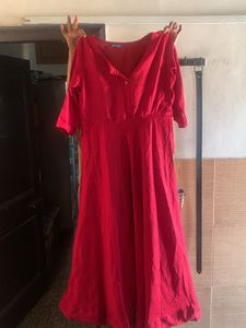 Red Long Anarkali Kurti