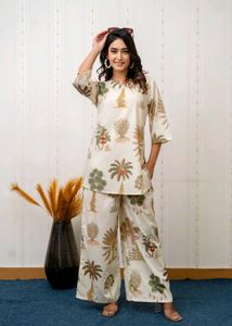 Garden Breeze White Botanical Cotton Co-ord Set